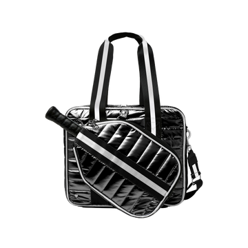 Black Pickleball Detachable Tote Bag