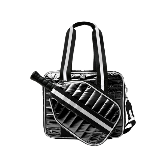 Black Pickleball Detachable Tote Bag