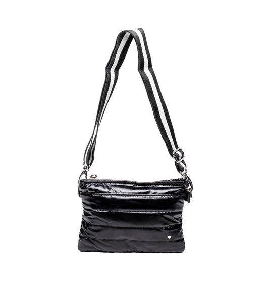 Black Padded Crossbody Belt Bag