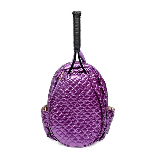 Purple Quilted Tennis Racquet Backpack