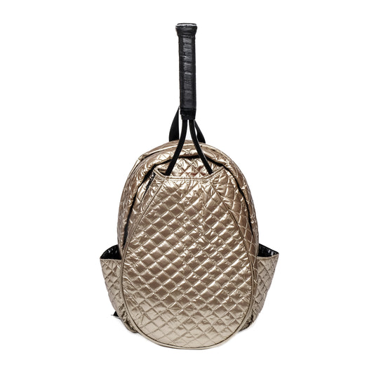 Gold Quilted Tennis Racquet Backpack