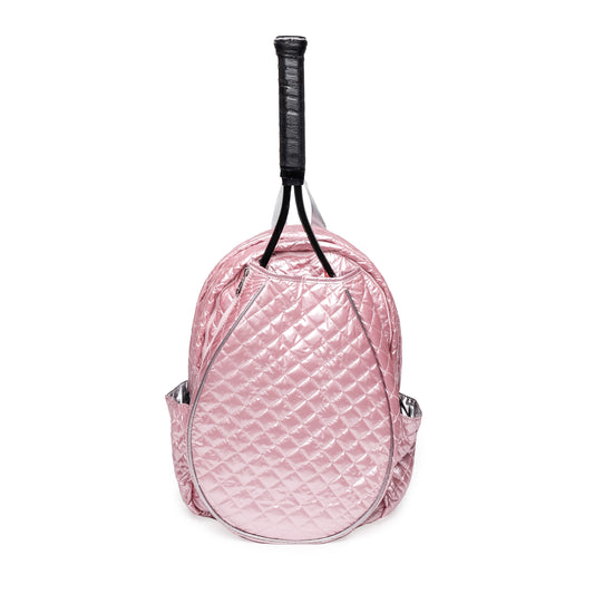 Pink Quilted Tennis Racquet Backpack