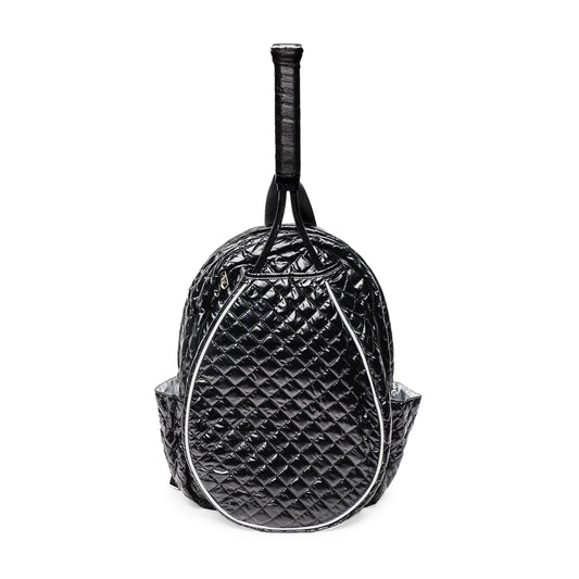 Black Quilted Tennis Racquet Backpack