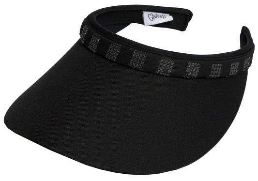 Black Bling Crystal Square Slide On Visor