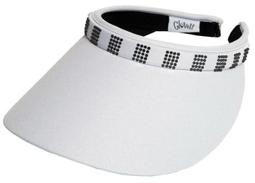 White Bling Crystal Square Slide On Visor