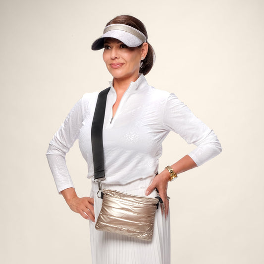 Gold Padded Crossbody Belt Bag